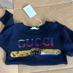 Gucci Kids Sweatshirt in Navy with Gold and Red Accents